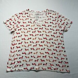 Dachshund Dog Print Tee XL Cute Puppy Valentine Hearts Graphic Shirt